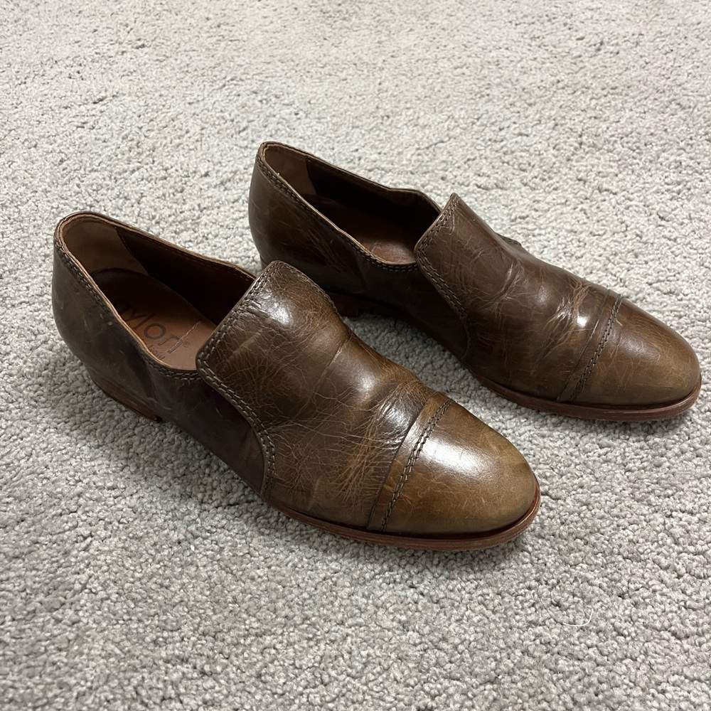 Women’s Nylon Brand Italian Leather Loafer shoes - Chocolate Brown - Size 8 / 38